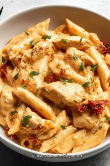 Creamy Cajun chicken pasta served in a bowl with herbs and spices.
