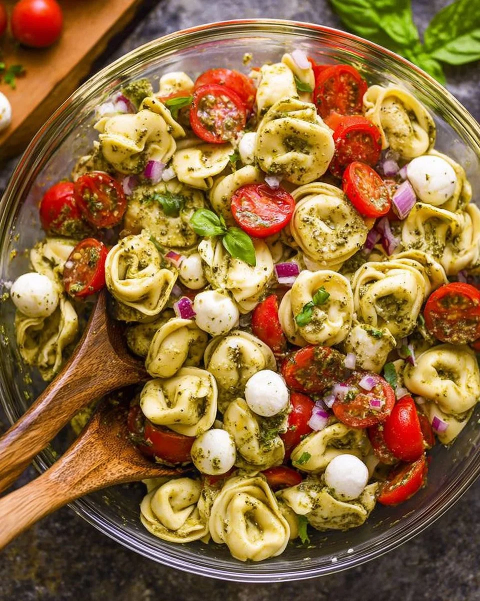 Easy Pesto Tortellini Pasta Salad