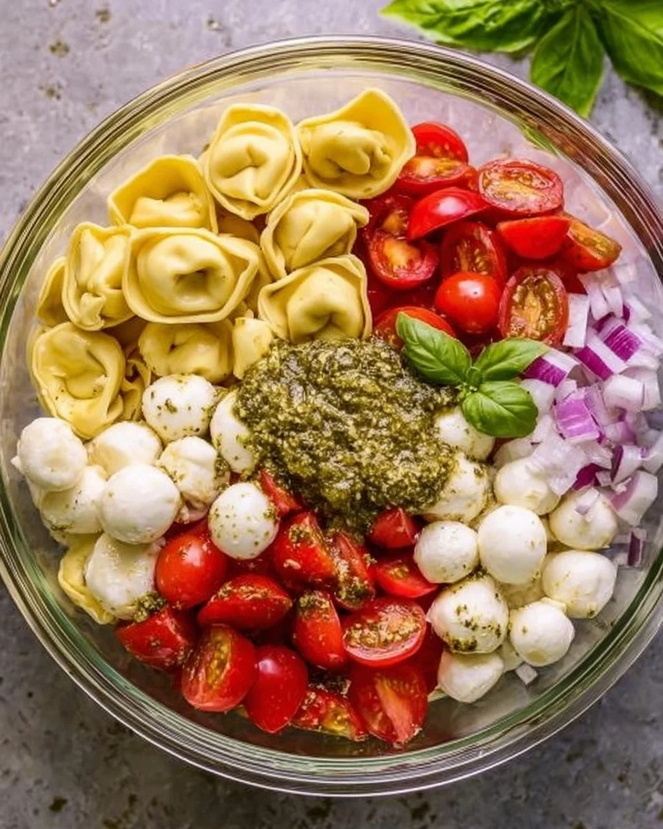 Easy Pesto Tortellini Pasta Salad