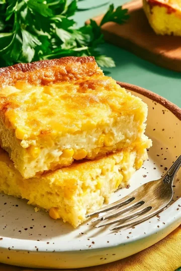 Delicious Jiffy Corn Casserole served in a baking dish