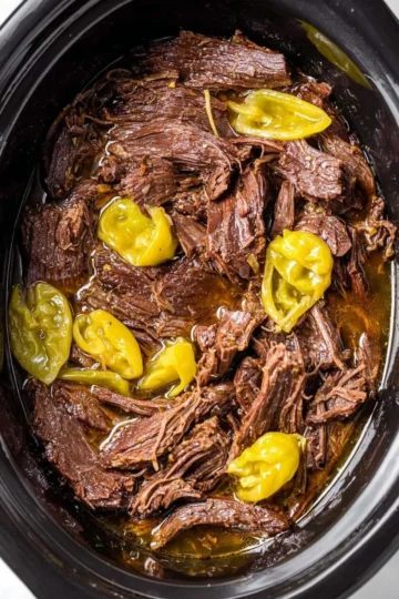 Delicious Slow Cooker Italian Beef Sandwiches served on a plate