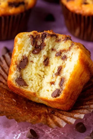 Freshly baked banana chocolate chip muffins cooling on a wire rack.