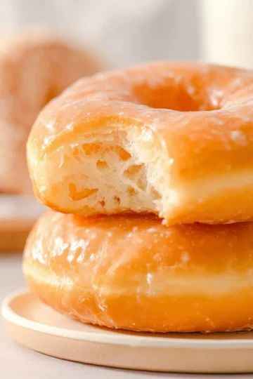 Homemade Copycat Krispy Kreme Doughnuts with glaze