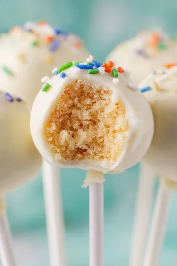 Homemade copycat Starbucks cake pops with colorful sprinkles