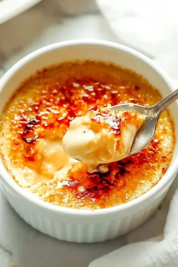 Delicious homemade creme brulee with a caramelized sugar top