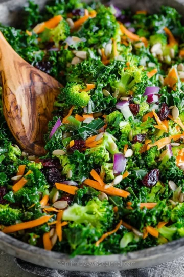 Easy kale salad with fresh lemon dressing served in a bowl.