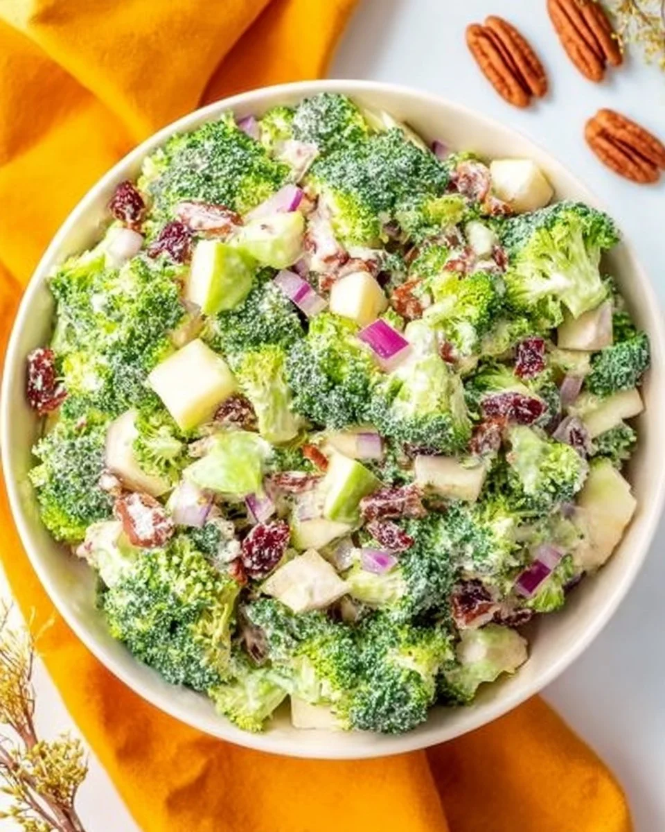Fall Broccoli Salad with Pecans, Apples, and Craisins