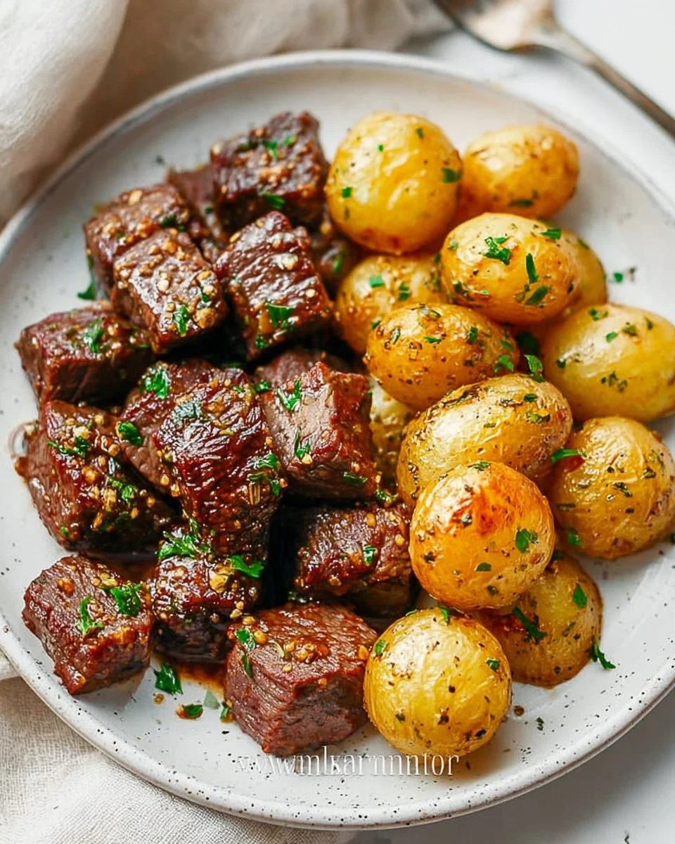 Garlic Steak Bites and Potatoes