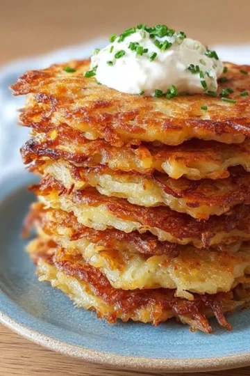 Crispy German potato pancakes served with sour cream and chives