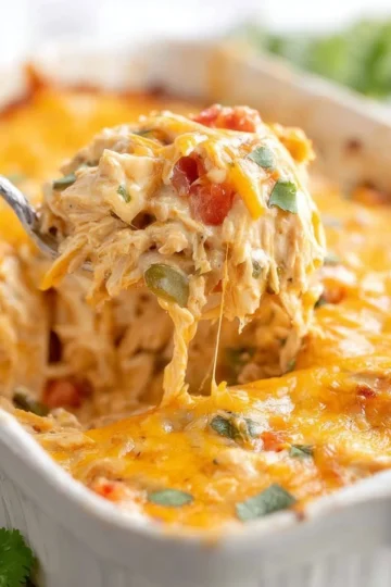 Delicious King Ranch Chicken recipe served in a casserole dish