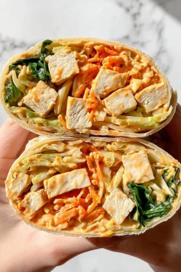 Crunchy Thai chicken wraps filled with fresh vegetables and grilled chicken