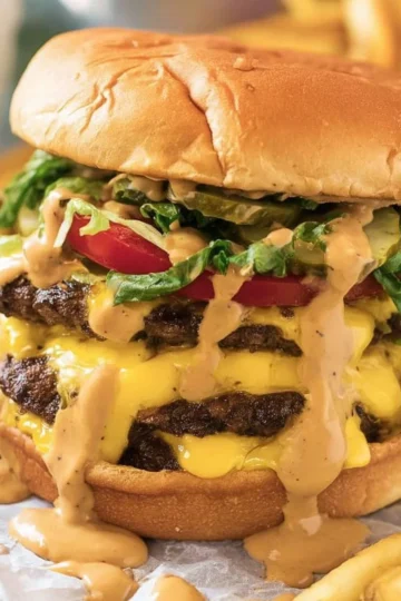 Delicious homemade Smash Burger with crispy edges and juicy patty