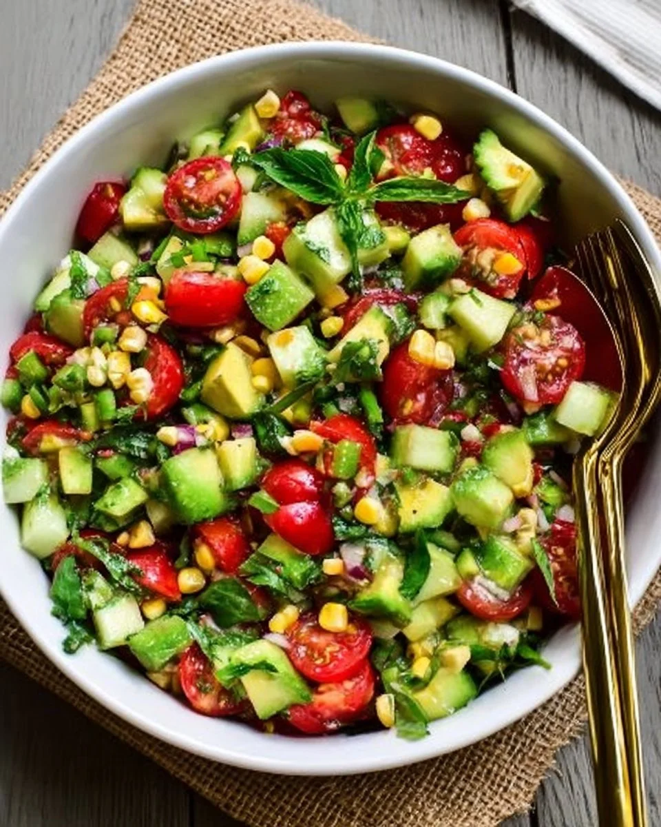 Summer Salad With Corn, Strawberries & Avocado