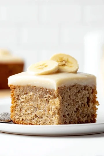 Delicious homemade banana cake with cream cheese frosting