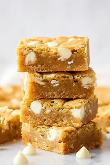 Delicious homemade blondies topped with chocolate chips and nuts