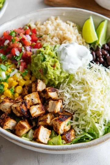 Chipotle Burrito Bowl with fresh ingredients and vibrant toppings