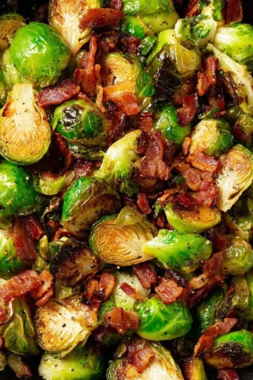 Easy Brussels sprouts recipe with crispy bacon for a savory side dish
