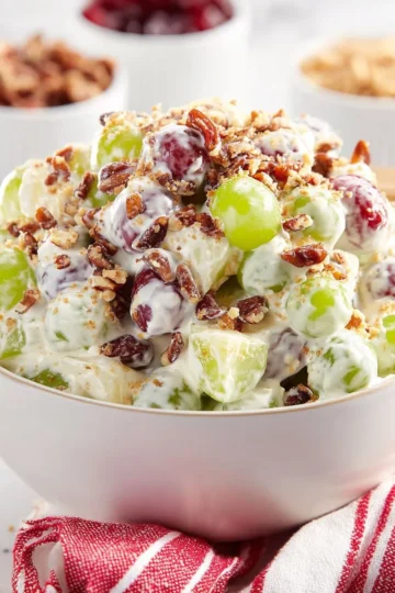 Healthy grape salad with fresh ingredients and vibrant colors.