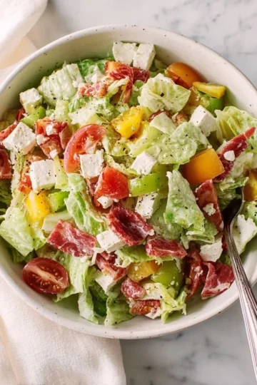 Italian Grinder Salad with fresh vegetables and savory toppings
