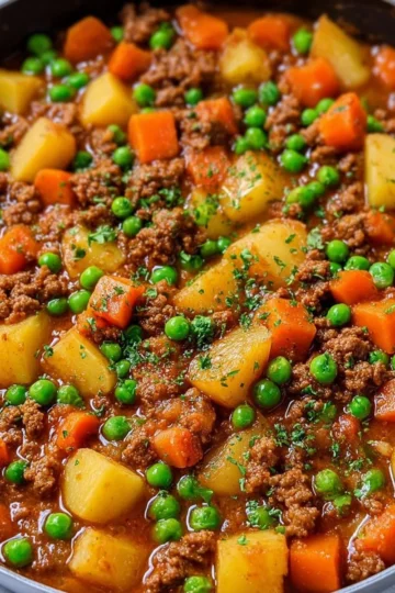 Authentic Mexican Picadillo served with rice and beans