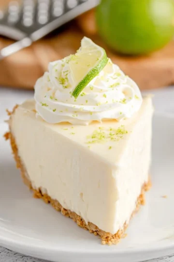Delicious no bake key lime pie served on a dessert plate