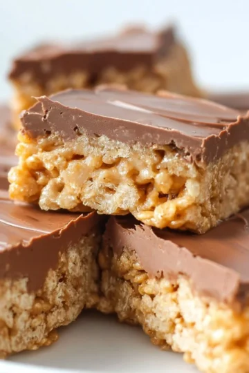 Delicious no bake Scotcheroos made with peanut butter and chocolate topping