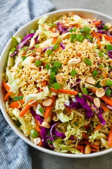 Delicious Ramen Noodle Salad with vibrant vegetables and sesame dressing