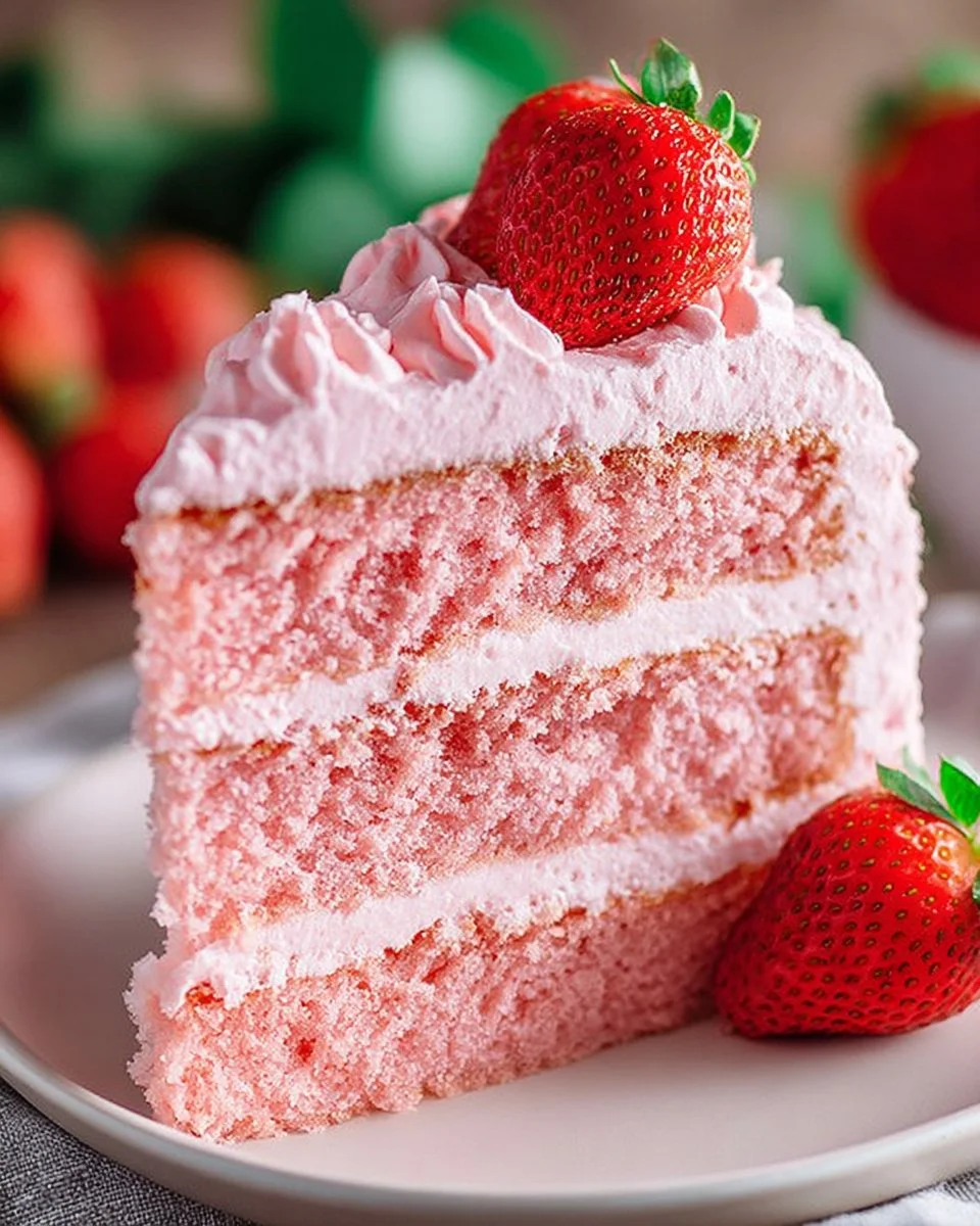 Strawberry Cake with Strawberry Frosting