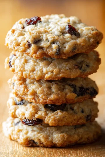 Delicious homemade oatmeal raisin cookies on a cooling rack